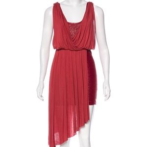 Asymmetrical Maroon Sparkle Cocktail Dress
